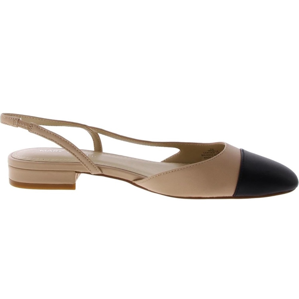 Marc Fisher Black and Tan Slingback Flats